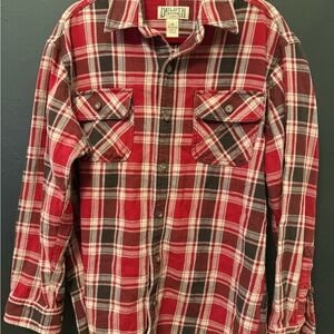 Duluth Trading Co Red and Brown Plaid Button Down Shirt